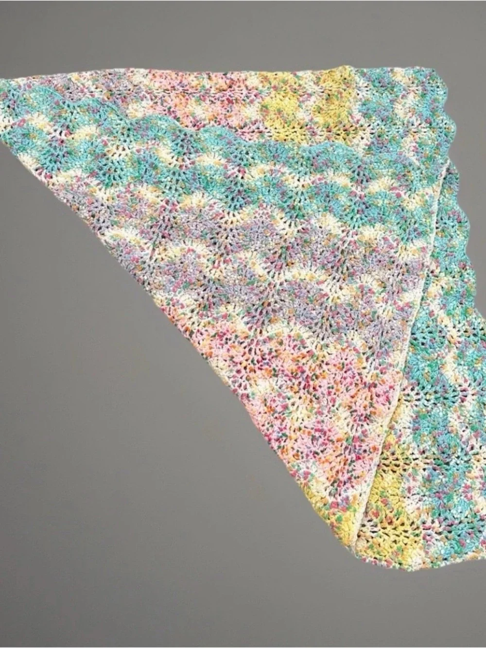 Multicolor Pastel Crochet blanket 36x40 lap baby super soft